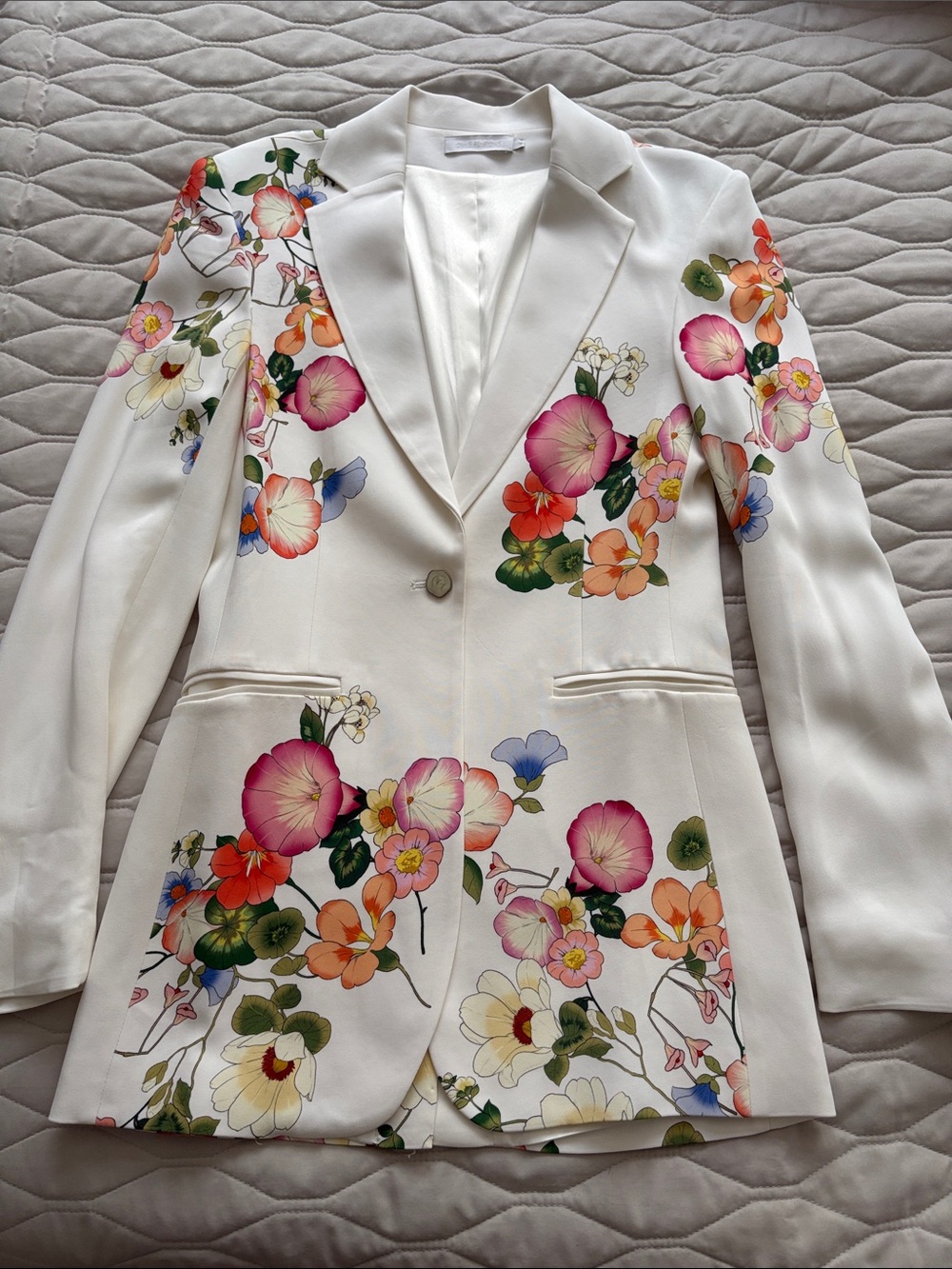 Anne Fontaine White Floral Tailored Blazer